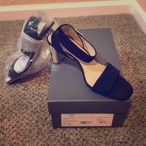 Suede Block Heel Sandal. Brand New. Size 8